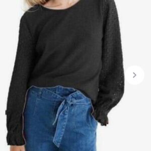 Madewell Texture & Thread Eyelet Mix Ruffle-Sleeve Top